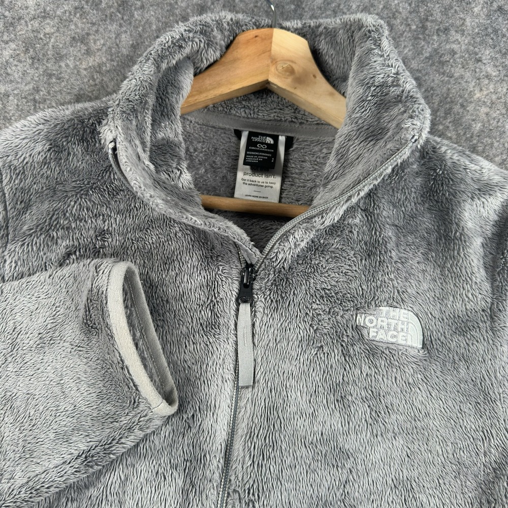 The North Face Ositio Fleece Jacket Womens Small Gray Full Zip Soft Furry